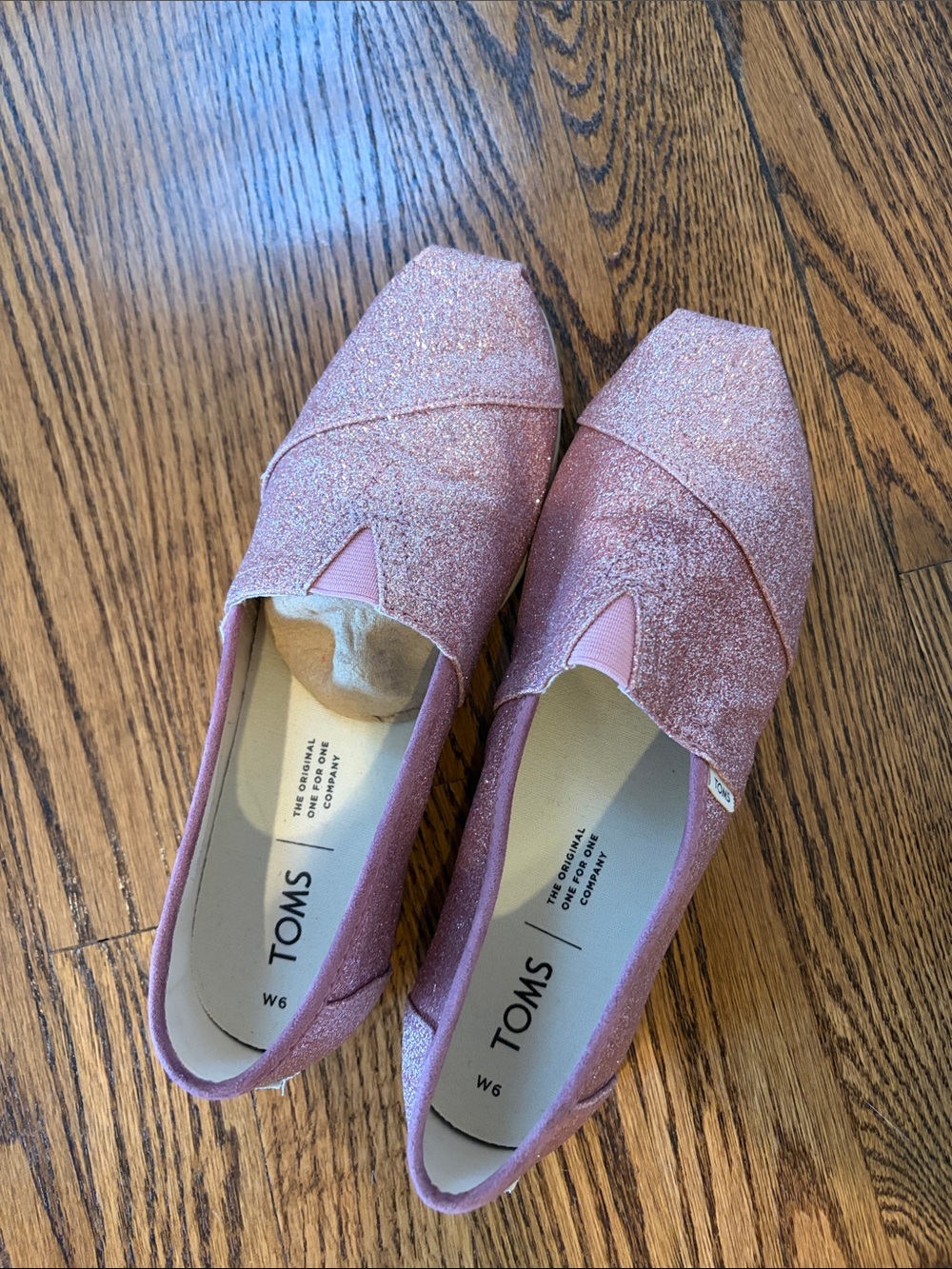 TOMS Rose Glow Iridescent Glitter Classic Flats